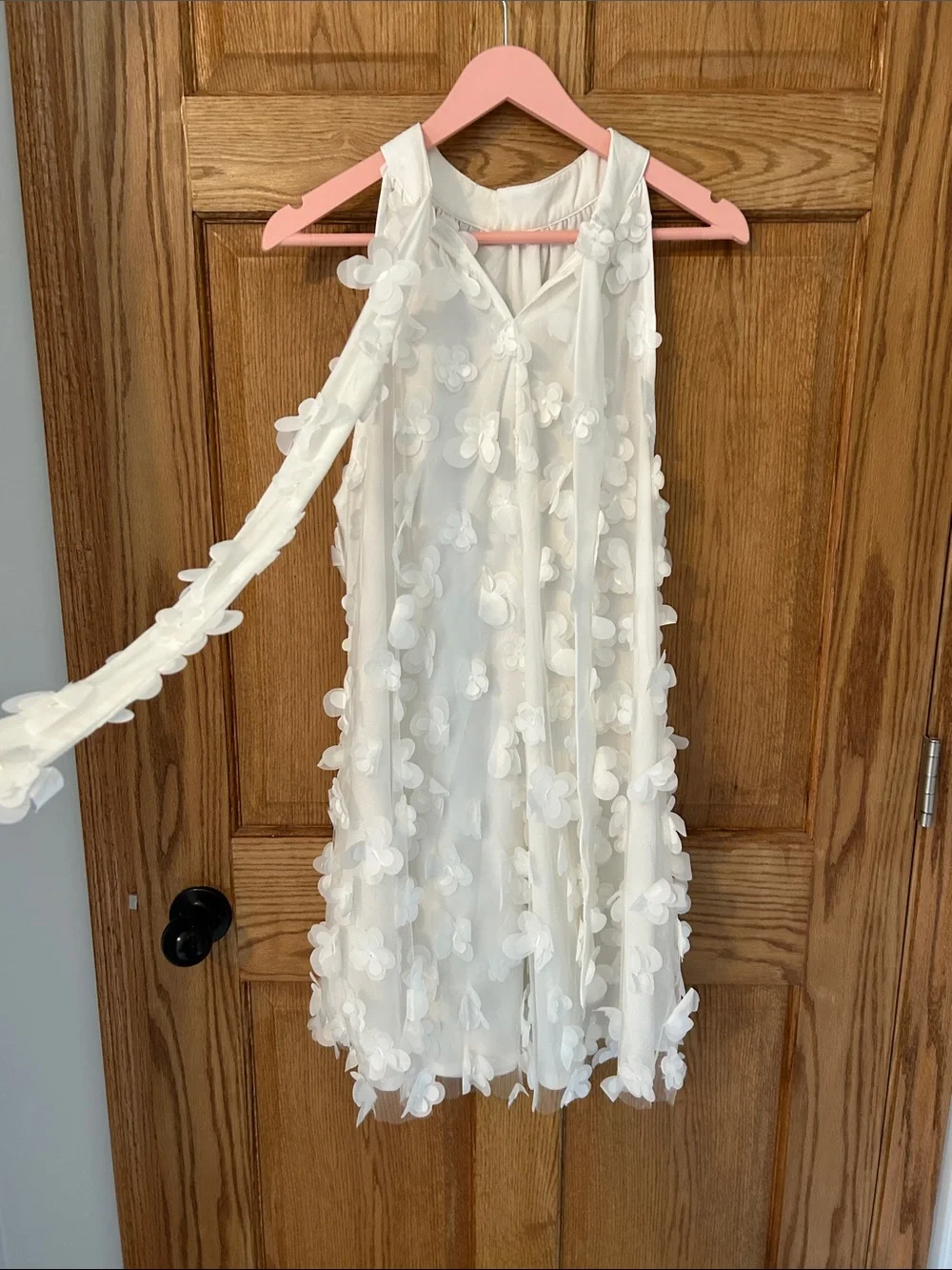 TCEC White Floral Appliqué Halter Dress for Girls - Picture 4 of 5